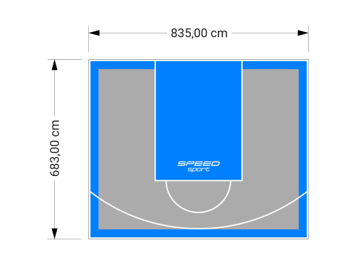 57M2/683X835CM SZARO-BŁĘKITNE BOISKO DO KOSZYKÓWKI SPEEDSPORT HEXA POWER PRO
