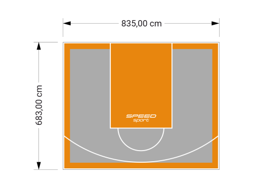 57M2/683X835CM SZARO-POMARAŃCZOWE BOISKO DO KOSZYKÓWKI SPEEDSPORT HEXA POWER PRO