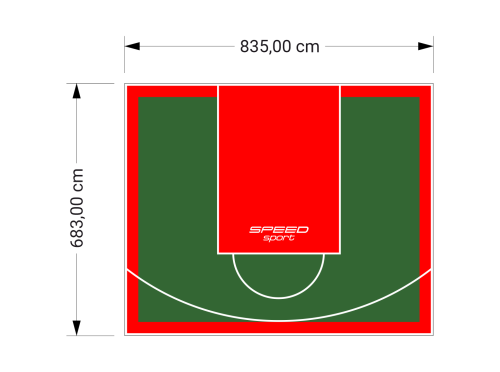57M2/683X835CM ZIELONO-CZERWONE BOISKO DO KOSZYKÓWKI SPEEDSPORT HEXA POWER PRO