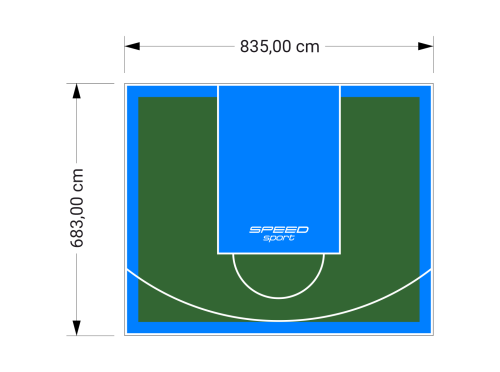 57M2/683X835CM ZIELONO-BŁĘKITNE BOISKO DO KOSZYKÓWKI SPEEDSPORT HEXA POWER PRO