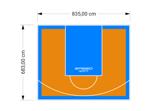 57M2/683X835CM POMARAŃCZOWO-BŁĘKITNE BOISKO DO KOSZYKÓWKI SPEEDSPORT HEXA POWER PRO