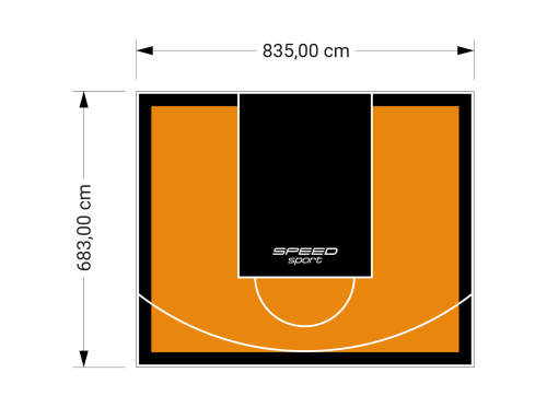 57M2/683X835CM POMARAŃCZOWO-CZARNE BOISKO DO KOSZYKÓWKI SPEEDSPORT HEXA POWER PRO