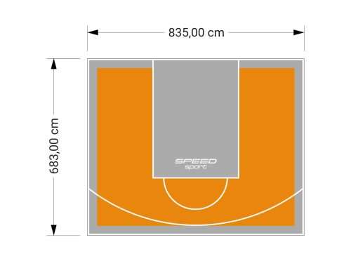 57M2/683X835CM POMARAŃCZOWO-SZARE BOISKO DO KOSZYKÓWKI SPEEDSPORT HEXA POWER PRO
