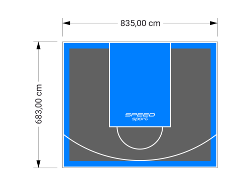 57M2/683X835CM GRAFITOWO-BŁĘKITNE BOISKO DO KOSZYKÓWKI SPEEDSPORT HEXA POWER PRO