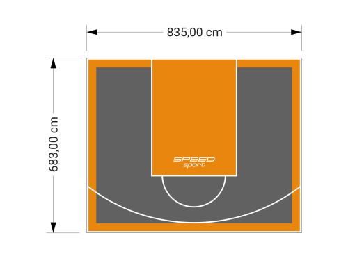 57M2/683X835CM GRAFITOWO-POMARAŃCZOWE BOISKO DO KOSZYKÓWKI SPEEDSPORT HEXA POWER PRO