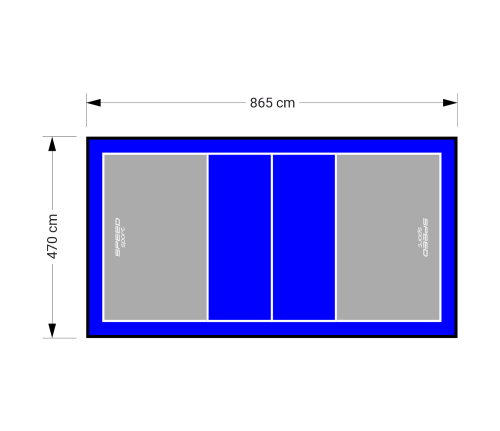 41M2/865x470CM SZARO-NIEBIESKIE BOISKO DO SIATKÓWKI SPEEDSPORT HEXA POWER PRO