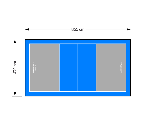 41M2/865x470CM SZARO-BŁĘKITNE BOISKO DO SIATKÓWKI SPEEDSPORT HEXA POWER PRO