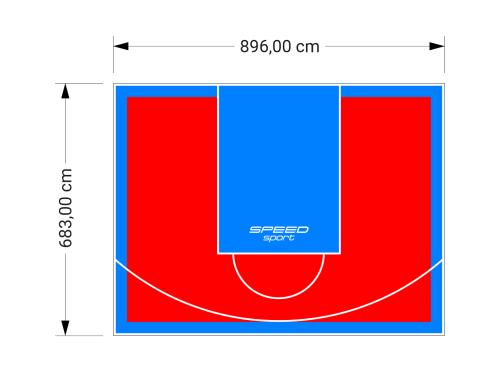 61M2/683X896CM CZERWONO-BŁĘKITNE BOISKO DO KOSZYKÓWKI SPEEDSPORT HEXA POWER PRO