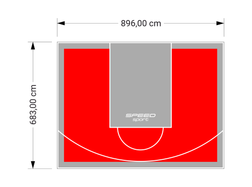 61M2/683X896CM CZERWONO-SZARE BOISKO DO KOSZYKÓWKI SPEEDSPORT HEXA POWER PRO