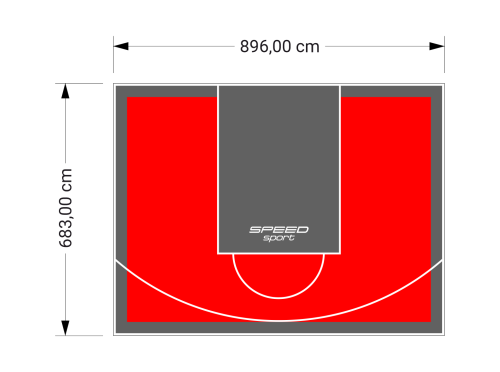 61M2/683X896CM CZERWONO-GRAFITOWE BOISKO DO KOSZYKÓWKI SPEEDSPORT HEXA POWER PRO