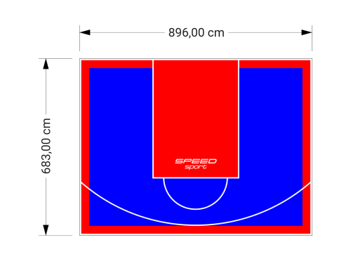 61M2/683X896CM NIEBIESKO-CZERWONE BOISKO DO KOSZYKÓWKI SPEEDSPORT HEXA POWER PRO