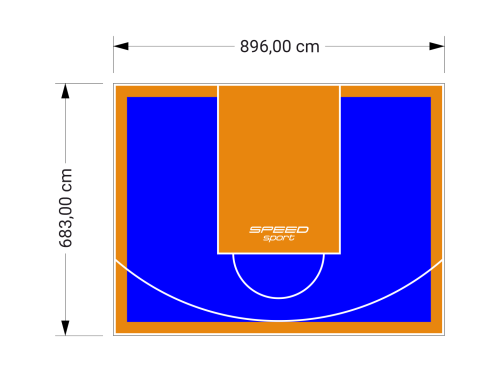 61M2/683X896CM NIEBIESKO-POMARAŃCZOWE BOISKO DO KOSZYKÓWKI SPEEDSPORT HEXA POWER PRO