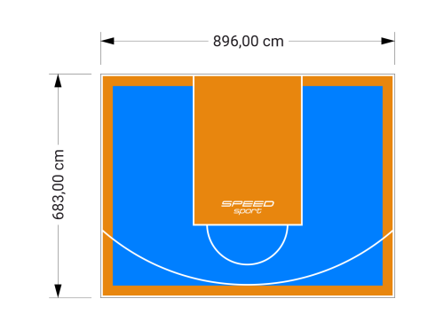 61M2/683X896CM BŁĘKITNO-POMARAŃCZOWE BOISKO DO KOSZYKÓWKI SPEEDSPORT HEXA POWER PRO