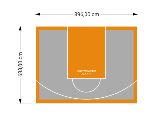 61M2/683X896CM SZARO-POMARAŃCZOWE BOISKO DO KOSZYKÓWKI SPEEDSPORT HEXA POWER PRO