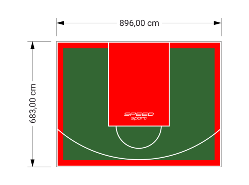 61M2/683X896CM ZIELONO-CZERWONE BOISKO DO KOSZYKÓWKI SPEEDSPORT HEXA POWER PRO