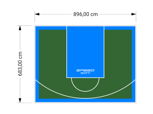 61M2/683X896CM ZIELONO-BŁĘKITNE BOISKO DO KOSZYKÓWKI SPEEDSPORT HEXA POWER PRO