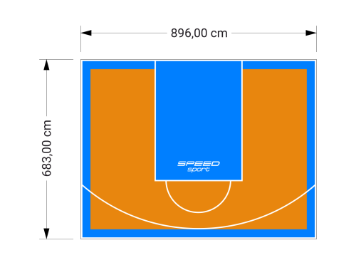 61M2/683X896CM POMARAŃCZOWO-BŁĘKITNE BOISKO DO KOSZYKÓWKI SPEEDSPORT HEXA POWER PRO