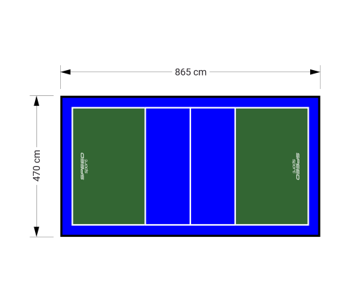 41M2/865x470CM ZIELONO-NIEBIESKIE BOISKO DO SIATKÓWKI SPEEDSPORT HEXA POWER PRO