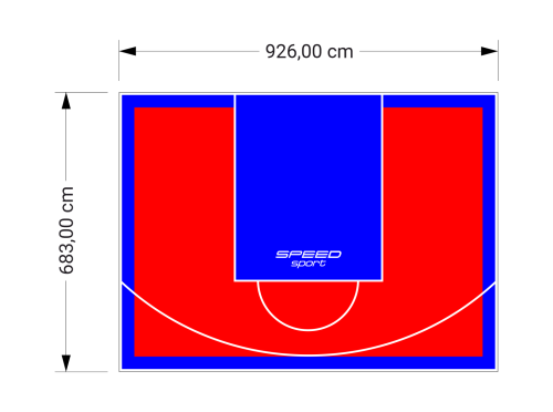 63M2/683X926CM CZERWONO-NIEBIESKIE BOISKO DO KOSZYKÓWKI SPEEDSPORT HEXA POWER PRO