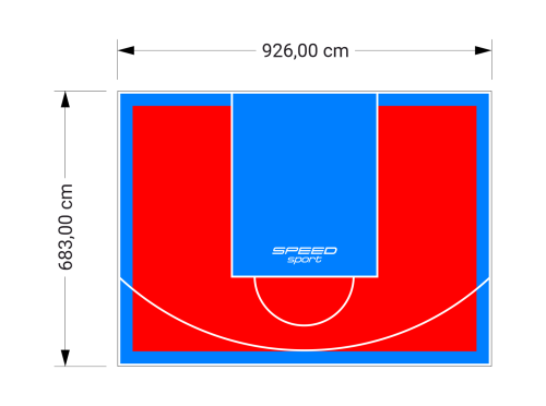 63M2/683X926CM CZERWONO-BŁĘKITNE BOISKO DO KOSZYKÓWKI SPEEDSPORT HEXA POWER PRO