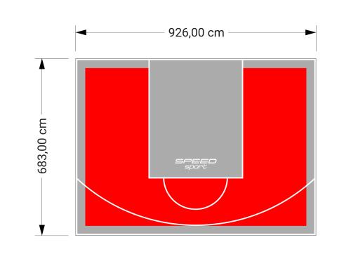 63M2/683X926CM CZERWONO-SZARE BOISKO DO KOSZYKÓWKI SPEEDSPORT HEXA POWER PRO