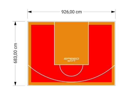 63M2/683X926CM CZERWONO-POMARAŃCZOWE BOISKO DO KOSZYKÓWKI SPEEDSPORT HEXA POWER PRO