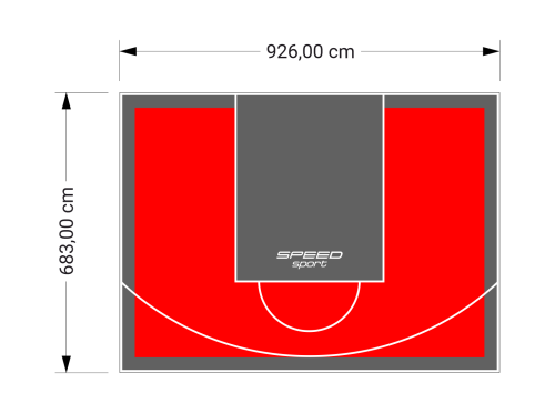 63M2/683X926CM CZERWONO-GRAFITOWE BOISKO DO KOSZYKÓWKI SPEEDSPORT HEXA POWER PRO