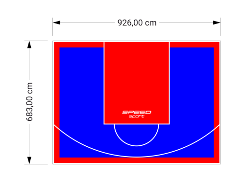 63M2/683X926CM NIEBIESKO-CZERWONE BOISKO DO KOSZYKÓWKI SPEEDSPORT HEXA POWER PRO