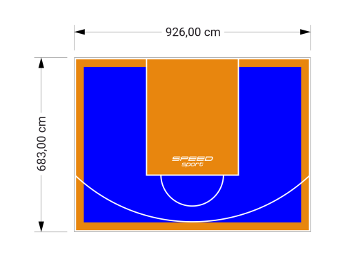 63M2/683X926CM NIEBIESKO-POMARAŃCZOWE BOISKO DO KOSZYKÓWKI SPEEDSPORT HEXA POWER PRO