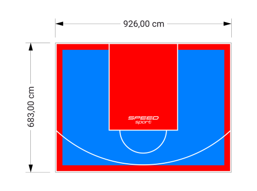 63M2/683X926CM BŁĘKITNO-CZERWONE BOISKO DO KOSZYKÓWKI SPEEDSPORT HEXA POWER PRO