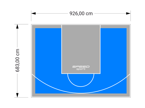 63M2/683X926CM BŁĘKITNO-SZARE BOISKO DO KOSZYKÓWKI SPEEDSPORT HEXA POWER PRO