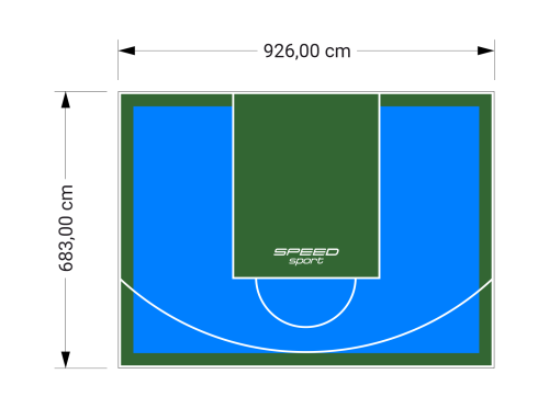 63M2/683X926CM BŁĘKITNO-ZIELONE BOISKO DO KOSZYKÓWKI SPEEDSPORT HEXA POWER PRO