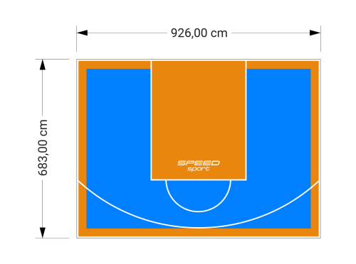 63M2/683X926CM BŁĘKITNO-POMARAŃCZOWE BOISKO DO KOSZYKÓWKI SPEEDSPORT HEXA POWER PRO