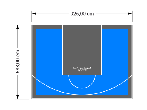 63M2/683X926CM BŁĘKITNO-GRAFITOWE BOISKO DO KOSZYKÓWKI SPEEDSPORT HEXA POWER PRO