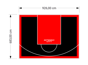 63M2/683X926CM CZARNO-CZERWONE BOISKO DO KOSZYKÓWKI SPEEDSPORT HEXA POWER PRO