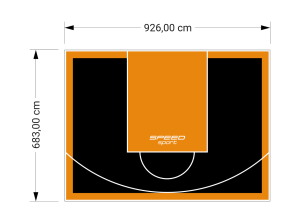 63M2/683X926CM CZARNO-POMARAŃCZOWE BOISKO DO KOSZYKÓWKI SPEEDSPORT HEXA POWER PRO