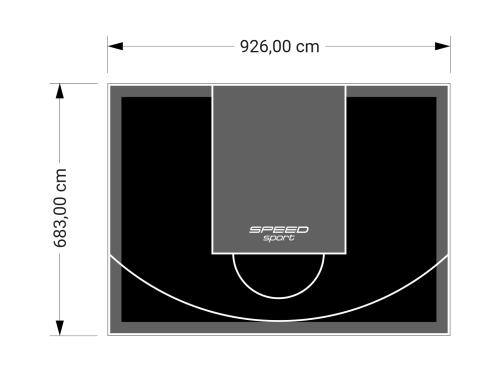 63M2/683X926CM CZARNO-GRAFITOWE BOISKO DO KOSZYKÓWKI SPEEDSPORT HEXA POWER PRO