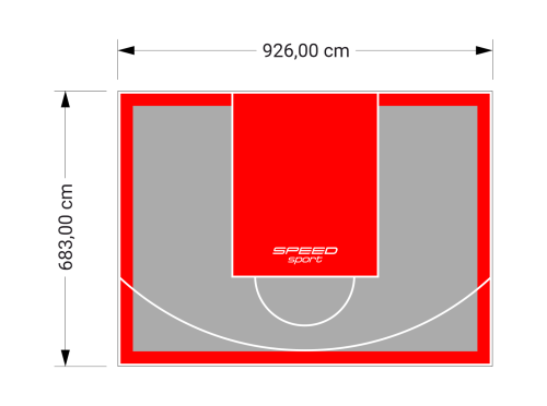63M2/683X926CM SZARO-CZERWONE BOISKO DO KOSZYKÓWKI SPEEDSPORT HEXA POWER PRO
