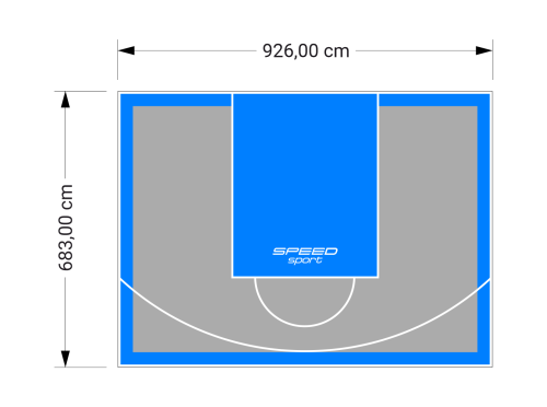 63M2/683X926CM SZARO-BŁĘKITNE BOISKO DO KOSZYKÓWKI SPEEDSPORT HEXA POWER PRO