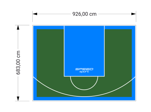 63M2/683X926CM ZIELONO-BŁĘKITNE BOISKO DO KOSZYKÓWKI SPEEDSPORT HEXA POWER PRO
