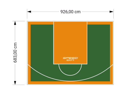 63M2/683X926CM ZIELONO-POMARAŃCZOWE BOISKO DO KOSZYKÓWKI SPEEDSPORT HEXA POWER PRO
