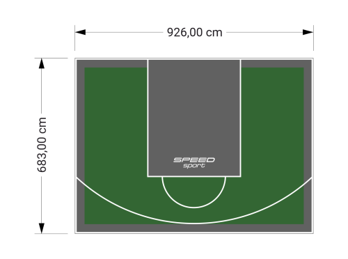 63M2/683X926CM ZIELONO-GRAFITOWE BOISKO DO KOSZYKÓWKI SPEEDSPORT HEXA POWER PRO