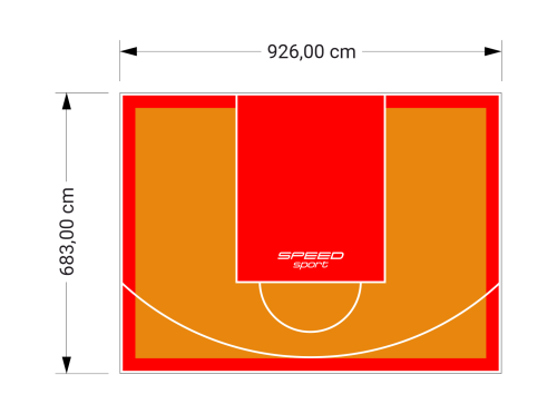 63M2/683X926CM POMARAŃCZOWO-CZERWONE BOISKO DO KOSZYKÓWKI SPEEDSPORT HEXA POWER PRO