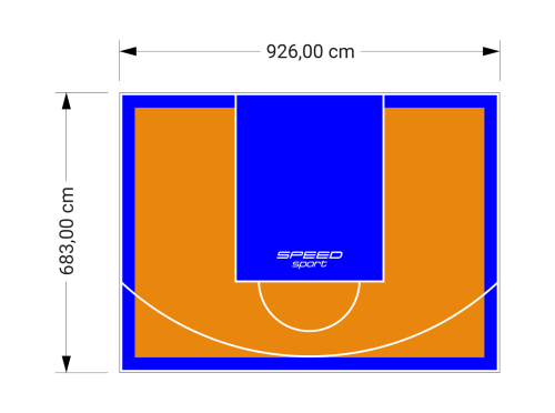 63M2/683X926CM POMARAŃCZOWO-NIEBIESKIE BOISKO DO KOSZYKÓWKI SPEEDSPORT HEXA POWER PRO