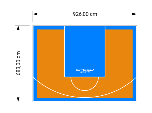 63M2/683X926CM POMARAŃCZOWO-BŁĘKITNE BOISKO DO KOSZYKÓWKI SPEEDSPORT HEXA POWER PRO
