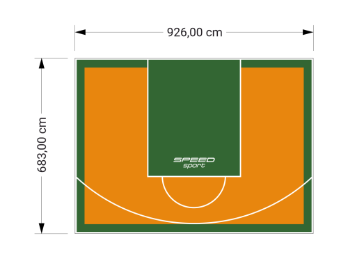 63M2/683X926CM POMARAŃCZOWO-ZIELONE BOISKO DO KOSZYKÓWKI SPEEDSPORT HEXA POWER PRO