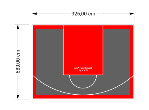 63M2/683X926CM GRAFITOWO-CZERWONE BOISKO DO KOSZYKÓWKI SPEEDSPORT HEXA POWER PRO
