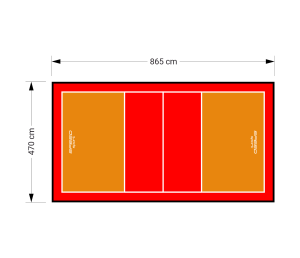 41M2/865x470CM POMARAŃCZOWO-CZERWONE BOISKO DO SIATKÓWKI SPEEDSPORT HEXA POWER PRO