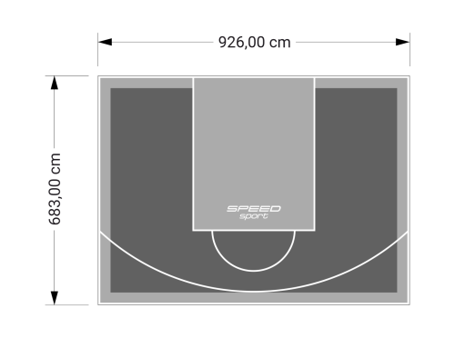 63M2/683X926CM GRAFITOWO-SZARE BOISKO DO KOSZYKÓWKI SPEEDSPORT HEXA POWER PRO