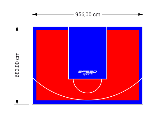 65M2/683X956CM CZERWONO-NIEBIESKIE BOISKO DO KOSZYKÓWKI SPEEDSPORT HEXA POWER PRO